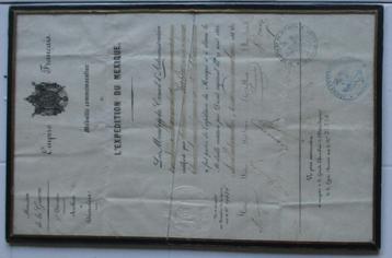 Zeldzaam diploma + medaille van de Mexicaanse Expeditie 1863 beschikbaar voor biedingen