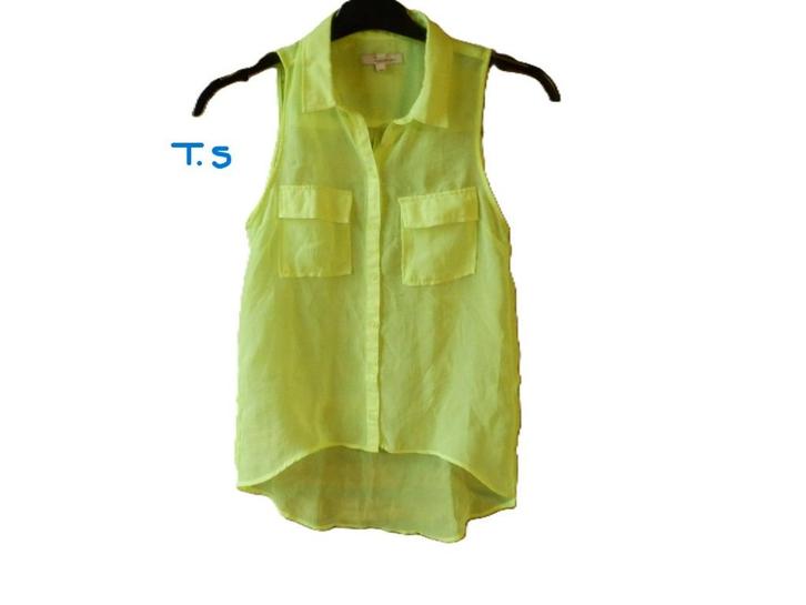 (10)- chemisier femme t.36 jaune fluo - berska -, Kleding | Dames, Blouses en Tunieken, Zo goed als nieuw, Maat 36 (S), Geel, Ophalen of Verzenden