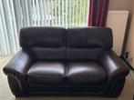 bruine lederen zetel voor 2-3 personen, Huis en Inrichting, Zetels | Zetels, Ophalen, Gebruikt