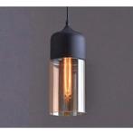 Luxe hanglamp set mat zwart + amber glas 29cm lang - Nieuw, Huis en Inrichting, Lampen | Hanglampen, 50 tot 75 cm, Nieuw, Ophalen of Verzenden