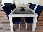 massief eiken eetkamermeubels met leisteenelementen, Huis en Inrichting, Ophalen, Zo goed als nieuw, Hoevestijl