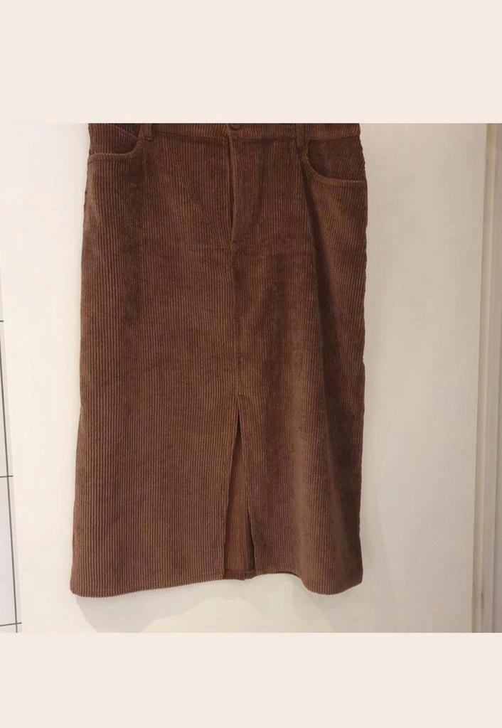 Rok in velour Nieuwstaat!, Kleding | Dames, Rokken, Zo goed als nieuw, Maat 42/44 (L), Bruin, Verzenden