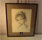 Mooie Tekening 'Meisje met Haarlint' - gesigneerd, Antiek en Kunst, Kunst | Tekeningen en Fotografie, Ophalen of Verzenden