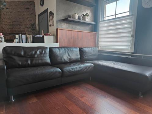 Divani zithoek met lounge gedeelte (leder), Huis en Inrichting, Zetels | Complete zithoeken, Gebruikt, Ophalen