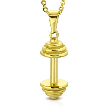 Pendentif haltère en acier chirurgical plaqué or, Enlèvement ou Envoi, Neuf