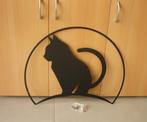 Zwarte metalen boog kat plaat wanddecoratie muurdecoratie, Huis en Inrichting, Ophalen of Verzenden