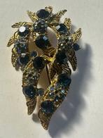 Oude broche, Handtassen en Accessoires, Broches, Ophalen of Verzenden, Gebruikt, Blauw, Met strass