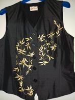 Zwarte zijde gilet/top met broderie Mt36/38, Ophalen of Verzenden, Zo goed als nieuw
