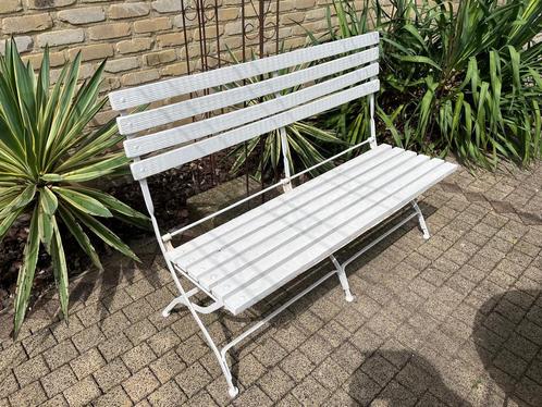 Tuinbank frame smeedijzer en hout franse bistrobank, Tuin en Terras, Tuinbanken, Hout, Ophalen