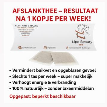 AFSLANKTHEE – RESULTAAT NA 1 KOPJE PER WEEK! beschikbaar voor biedingen