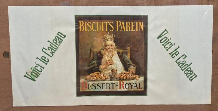 Affiche ancienne Biscuits Parein Dessert Royal Anvers, Collections, Marques & Objets publicitaires, Utilisé, Panneau publicitaire