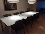Lange eettafel met glazen blad, Ophalen, 100 tot 150 cm, 200 cm of meer, Zo goed als nieuw