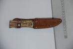 Solingen jagers of vissersmes vintage met etui handvat gewei, Verzenden, Gebruikt