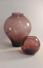 Set van 2 paarse vazen, Glas, Ophalen of Verzenden, Zo goed als nieuw