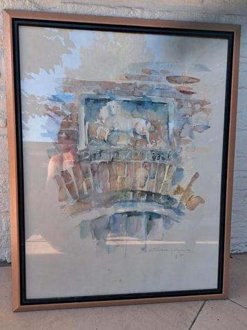 Aquarel 55 x 72 cm gesigneerd beschikbaar voor biedingen