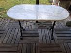 Tafel met marmeren blad en metalen onderstel, Ophalen, Gebruikt, Ovaal, Overige materialen