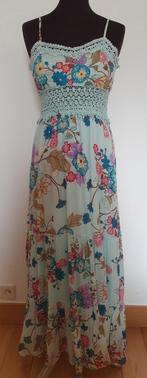 Azurblauwe lange zomerjurk bloemen Peace+love maat 38/S, Maat 38/40 (M), Blauw, Nieuw, Ophalen of Verzenden