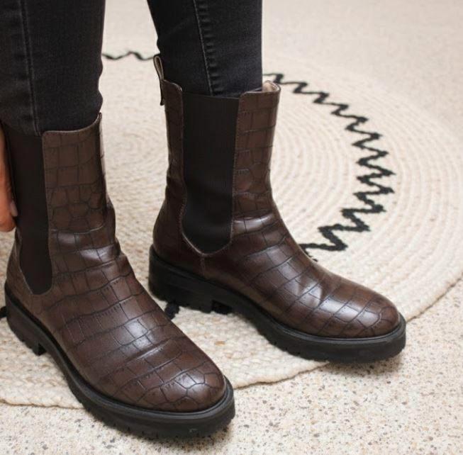 Chelsea boots Croco Choco - maat 35, Kleding | Dames, Schoenen, Zo goed als nieuw, Lage of Enkellaarzen, Bruin, Ophalen