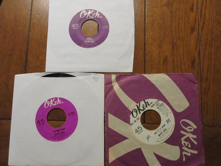 Set (2) van 3x 45t Major Lance Popcorn Oldies Original Okeh, Cd's en Dvd's, Vinyl Singles, Gebruikt, Single, R&B en Soul, 7 inch