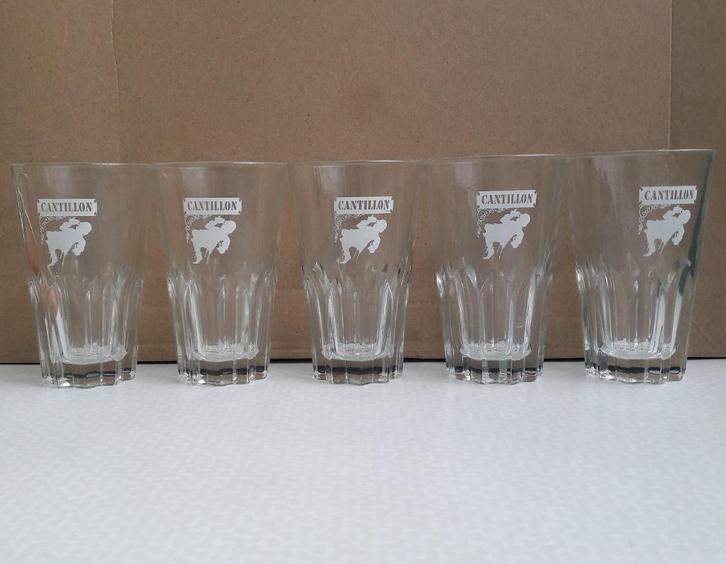 Set van 5 Cantillon bierglazen model 8 groot, Verzamelen, Glas en Drinkglazen, Zo goed als nieuw, Bierglas, Ophalen of Verzenden
