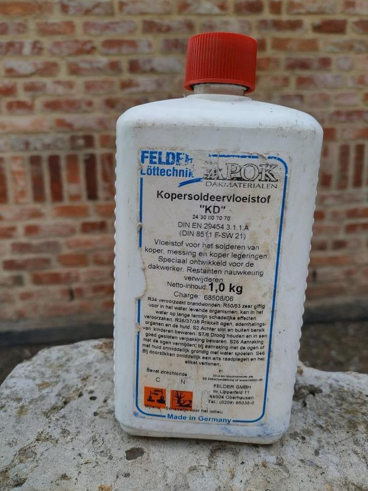 FELDER kopersoldeervloeistof "KD" 1kg - zo goed als vol, Bricolage & Construction, Sanitaire, Comme neuf, Autres types, Cuivre