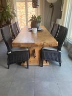 Vol eiken kloostertafel, Huis en Inrichting, Ophalen, Gebruikt, Eikenhout, 200 cm of meer