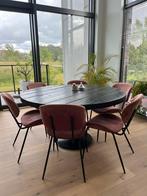 Grote ronde eettafel, steigerhout, zwart, Huis en Inrichting, Ophalen, Zo goed als nieuw