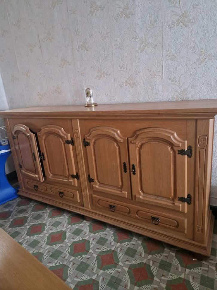 Complete massief eiken eetkamer set – landelijke stijl, Huis en Inrichting, Kasten | Dressoirs, Zo goed als nieuw, Ophalen