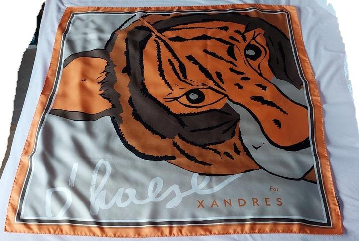 NIEUW zijden foulard carré Xandres by Hannes D'Haese tijger, Kleding | Dames, Mutsen, Sjaals en Handschoenen, Nieuw, Sjaal, Ophalen of Verzenden