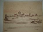 Theo HUMBLET Leuven pastel houtskool 'Avond' Landschap, Antiek en Kunst, Ophalen of Verzenden