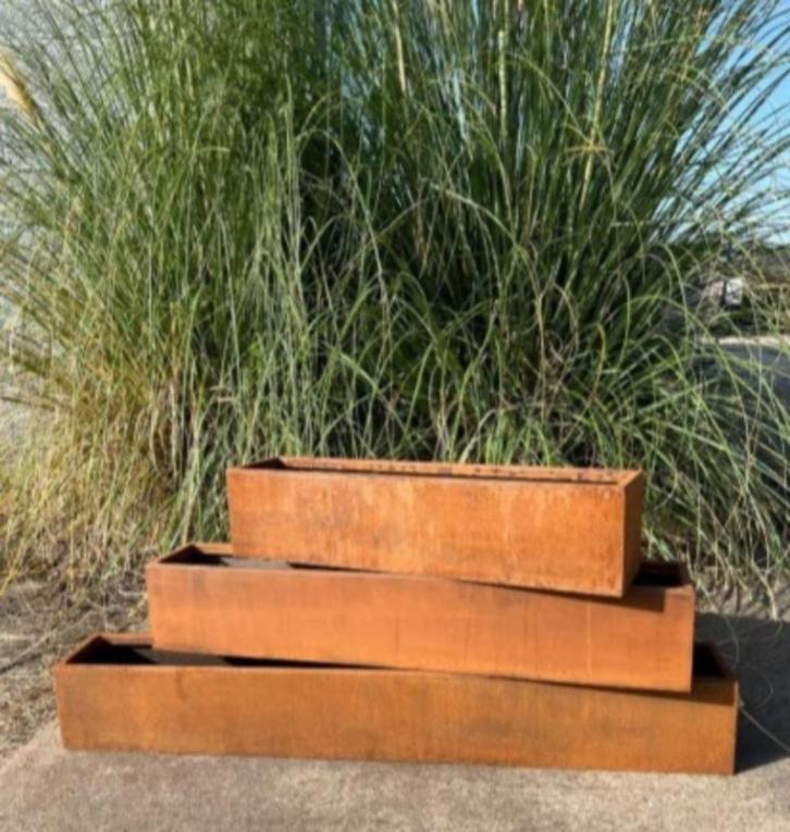 Cortenstaal plantenbak 100x14x14, Tuin en Terras, Bloembakken en Plantenbakken, Nieuw, Metaal, Binnen, Balkon, Tuin, Minder dan 30 cm
