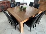 Teak living tafel vierkant, Huis en Inrichting, Ophalen, 150 tot 200 cm, Vijf personen of meer, 150 tot 200 cm
