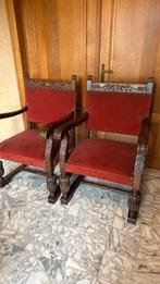 Twee kasteelstoelen, eik en rood velours, Ophalen