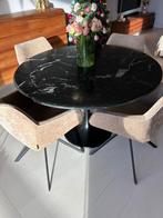 Ronde eettafel met marmer blad, Ophalen, 100 tot 150 cm, Rond, Zo goed als nieuw