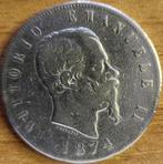Italië 5 lire 1874 Zilver .900 M BN Milaan KM#8.3 VERY FINE, Ophalen of Verzenden, Italië, Losse munt, Zilver
