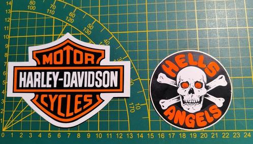 Lot 2x stickers Harley Davidson - Hells Angels, Collections, Autocollants, Enlèvement ou Envoi