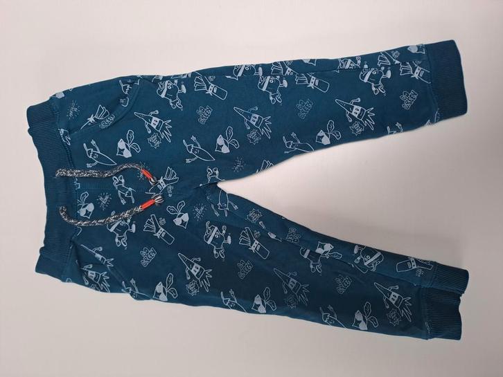 Mt 86 Donker turquoise joggingbroek met witte groenten, Kinderen en Baby's, Babykleding | Maat 86, Gebruikt, Jongetje, Broekje