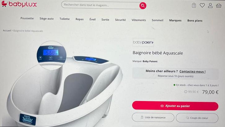 Baignoire bébé, Kinderen en Baby's, Badjes en Verzorging, Zo goed als nieuw, Badje, Ophalen