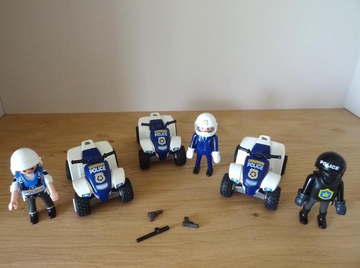 Playmobil 3 politiequads met terugtrekmotor en 3 agenten, Kinderen en Baby's, Speelgoed | Playmobil, Gebruikt, Complete set, Ophalen of Verzenden