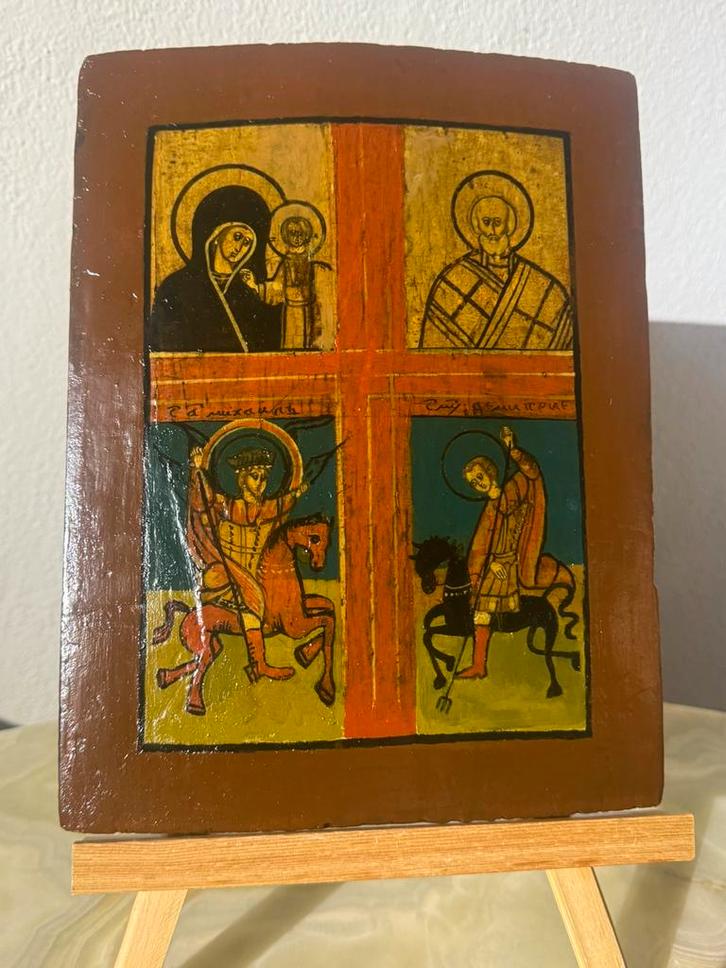 antiek Russisch-orthodox icoon., Antiek en Kunst, Antiek | Religieuze voorwerpen, Ophalen of Verzenden