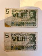 2 biljetten 5 gulden 1966, Postzegels en Munten, Bankbiljetten | Nederland, Ophalen of Verzenden, 5 gulden, Setje