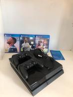 PlayStation 4 + 3 Games, 500 GB, Met 2 controllers, Refurbished, Ophalen of Verzenden