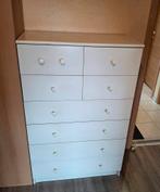 Belle commode blanche haute 1m26 avec 8 tiroirs., Maison & Meubles, Armoires | Commodes, Enlèvement, Utilisé
