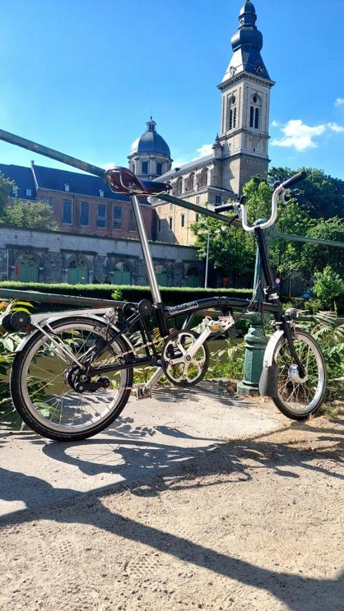BROMPTON M3R ZWART + BROOKS ZADEL, Fietsen en Brommers, Fietsen | Vouwfietsen, Zo goed als nieuw, Brompton, 14 tot 16 inch, Totaal opvouwbaar