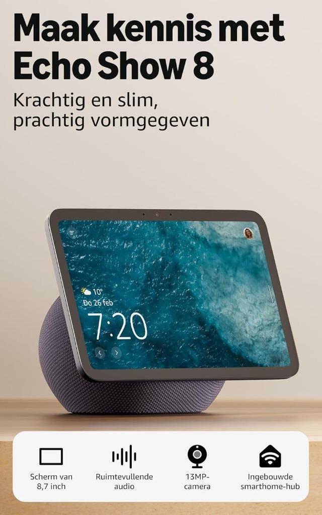 Alexa Echoshow 8 - Spiksplinternieuw, Audio, Tv en Foto, Mediaspelers, Nieuw, Ophalen of Verzenden
