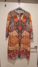 Green ice jurk, L, met veel oranje, Kleding | Dames, Jurken, Maat 42/44 (L), Oranje, Ophalen of Verzenden, Zo goed als nieuw