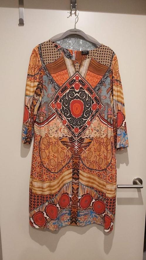 Green ice jurk, L, met veel oranje, Kleding | Dames, Jurken, Zo goed als nieuw, Maat 42/44 (L), Oranje, Boven de knie, Ophalen of Verzenden