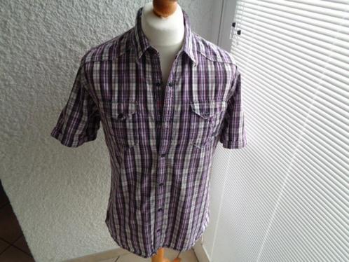Chemise carreaux violet. Marque: "QS". Taille L, Kleding | Heren, Overhemden, Gedragen, Paars, Ophalen of Verzenden