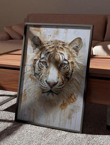 XXL Glasschilderij | White Relaxing Tiger - 6 sizes beschikbaar voor biedingen