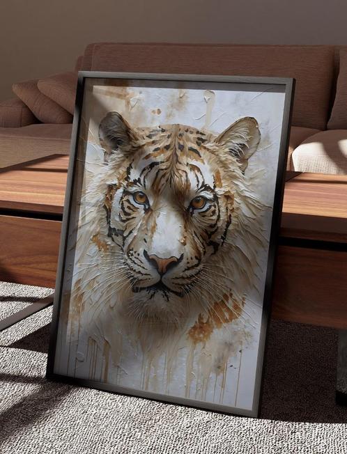 XXL Glasschilderij | White Relaxing Tiger - 6 sizes, Huis en Inrichting, Woonaccessoires | Schilderijen, Tekeningen en Foto's